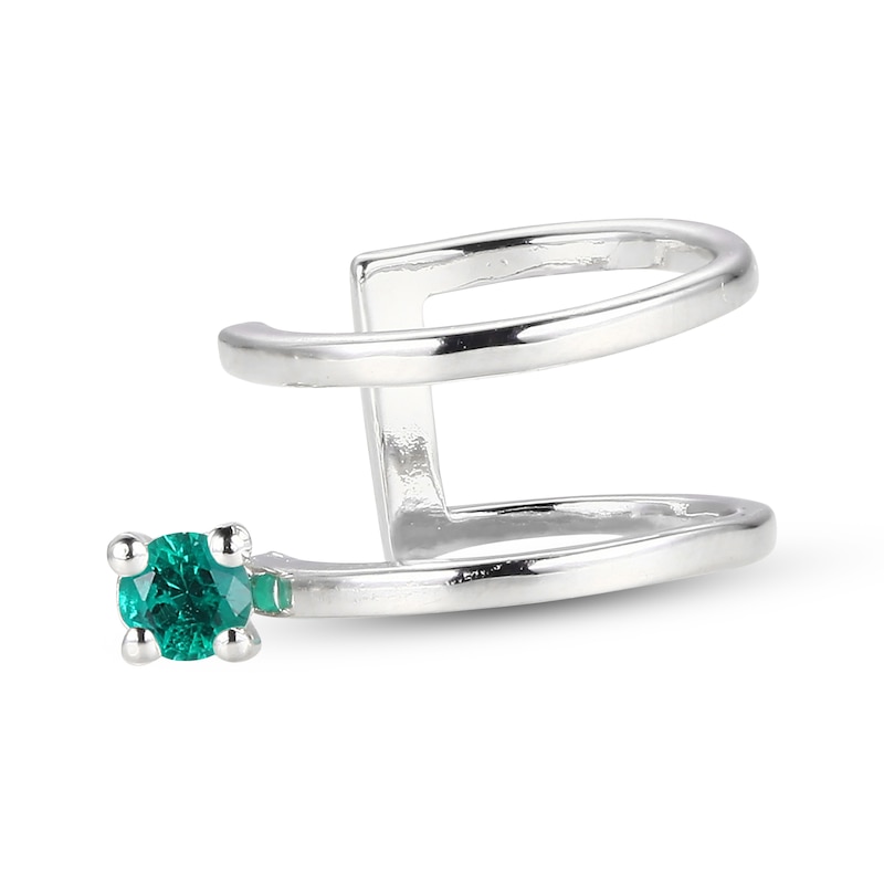Main Image 1 of Lab-Created Emerald Ear Cuff Sterling Silver