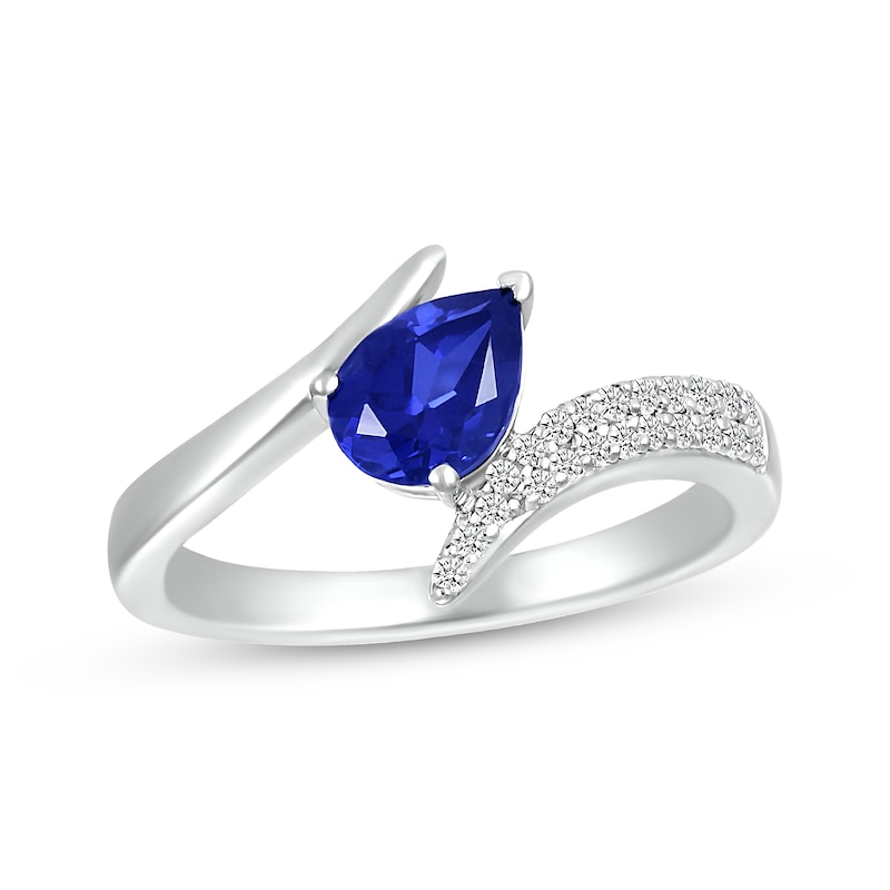 Blue & White Lab-Created Sapphire Bypass Ring Sterling Silver
