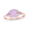 Thumbnail Image 0 of Pink Lab-Created Opal, Pink & White Lab-Created Sapphire Ring 10K Rose Gold