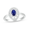 Thumbnail Image 0 of Blue & White Lab-Created Sapphire Oval Frame Ring Sterling Silver