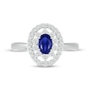Thumbnail Image 1 of Blue & White Lab-Created Sapphire Oval Frame Ring Sterling Silver