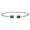 Thumbnail Image 1 of Lab-Created Emerald & White Lab-Created Sapphire Rope Cuff Bangle Bracelet Sterling Silver