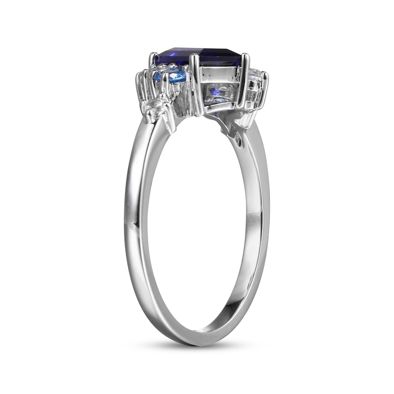 Main Image 2 of Blue & White Lab-Created Sapphire, Swiss Blue Topaz Ring Sterling Silver