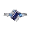 Thumbnail Image 3 of Blue & White Lab-Created Sapphire, Swiss Blue Topaz Ring Sterling Silver