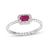 Thumbnail Image 1 of Lab-Created Ruby & White Lab-Created Sapphire Rope Ring Sterling SIlver