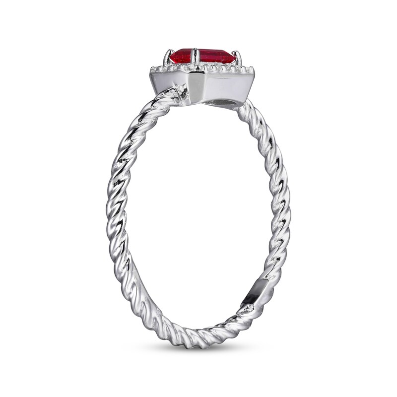 Main Image 2 of Lab-Created Ruby & White Lab-Created Sapphire Rope Ring Sterling SIlver