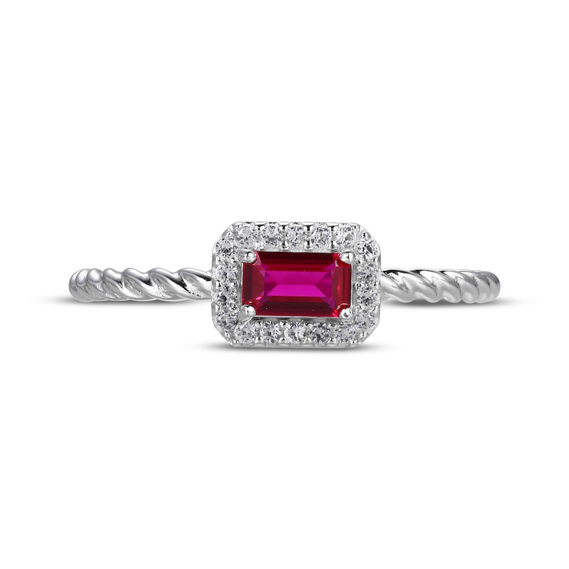 Main Image 3 of Lab-Created Ruby & White Lab-Created Sapphire Rope Ring Sterling SIlver