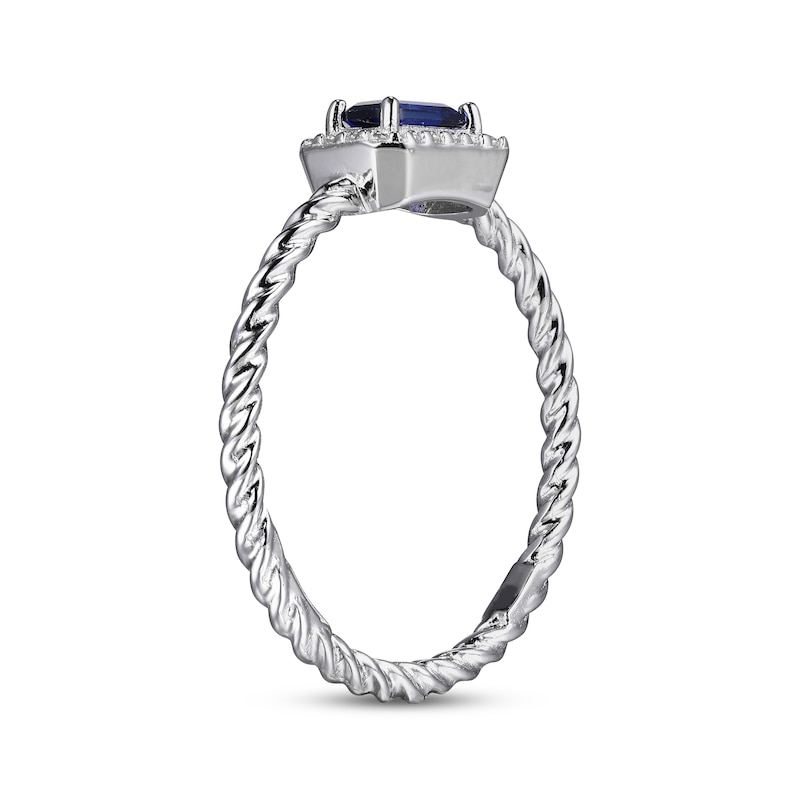 Main Image 2 of Blue & White Lab-Created Sapphire Rope Ring Sterling Silver
