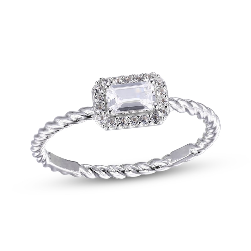Main Image 1 of White Lab-Created Sapphire Rope Ring Sterling Silver