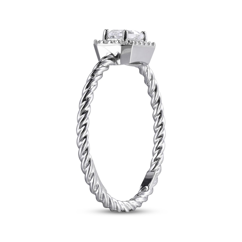 Main Image 2 of White Lab-Created Sapphire Rope Ring Sterling Silver