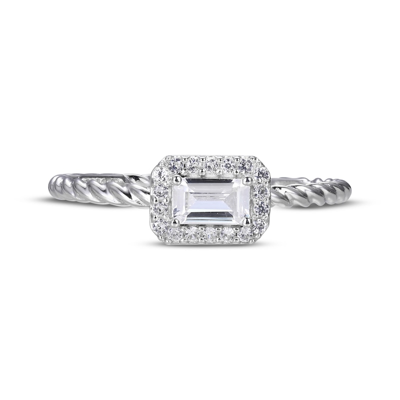 Main Image 3 of White Lab-Created Sapphire Rope Ring Sterling Silver