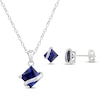 Thumbnail Image 0 of Blue Lab-Created Sapphire Wave Gift Set Sterling Silver