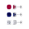 Thumbnail Image 0 of Lab-Created Ruby, Blue Lab-Created Sapphire & White Lab-Created Sapphire Stud Earrings Set Sterling Silver