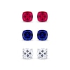 Thumbnail Image 1 of Lab-Created Ruby, Blue Lab-Created Sapphire & White Lab-Created Sapphire Stud Earrings Set Sterling Silver