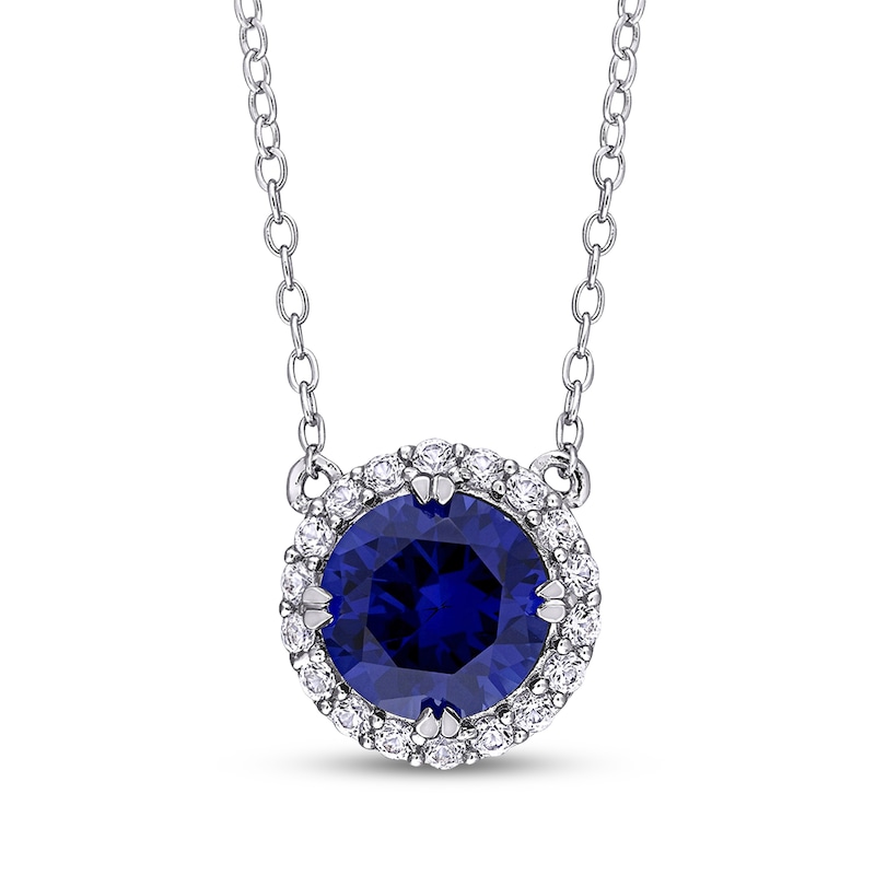 Main Image 2 of Blue & White Lab-Created Sapphire Halo Gift Set Sterling Silver
