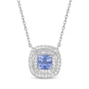 Thumbnail Image 0 of Gems of Serenity Cushion-Cut Blue & White Lab-Created Sapphire Necklace Sterling Silver 18"