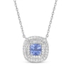 Thumbnail Image 1 of Gems of Serenity Cushion-Cut Blue & White Lab-Created Sapphire Necklace Sterling Silver 18&quot;