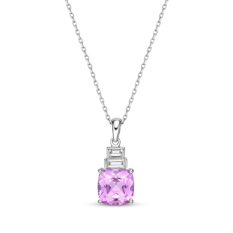 Gems of Serenity Cushion-Cut Pink & White Lab-Created Sapphire Necklace Sterling Silver 18"