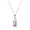 Thumbnail Image 2 of Gems of Serenity Cushion-Cut Pink & White Lab-Created Sapphire Necklace Sterling Silver 18&quot;