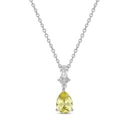 Gems of Serenity Pear-Shaped Yellow & White Lab-Created Sapphire Necklace Sterling Silver 18&quot;