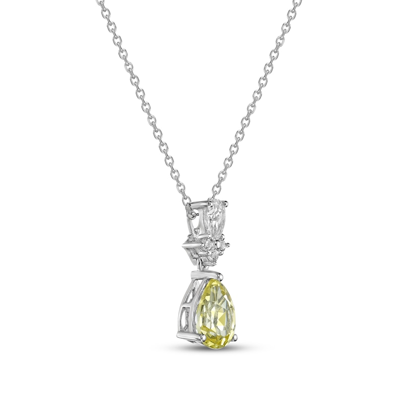 Gems of Serenity Pear-Shaped Yellow & White Lab-Created Sapphire Necklace Sterling Silver 18"