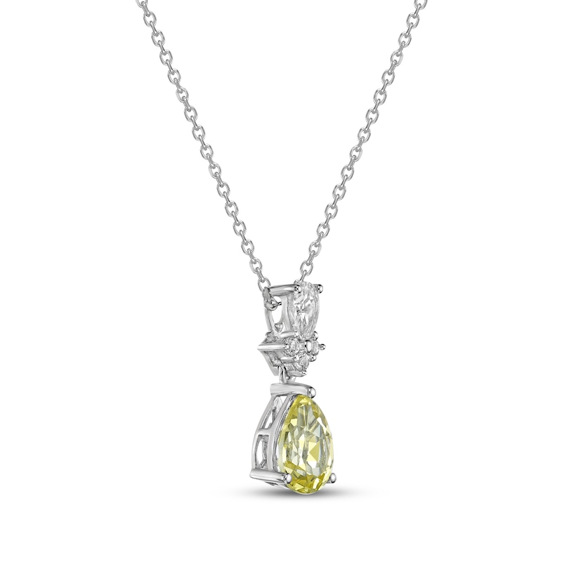 Main Image 2 of Gems of Serenity Pear-Shaped Yellow & White Lab-Created Sapphire Necklace Sterling Silver 18&quot;
