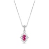 Thumbnail Image 2 of Oval-Cut Lab-Created Ruby & White Lab-Created Sapphire Scalloped Frame Gift Set Sterling Silver