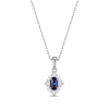 Thumbnail Image 1 of Blue & White Lab-Created Sapphire Oval & Round-Cut Scalloped Frame Gift Set Sterling Silver