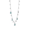 Thumbnail Image 2 of Pear-Shaped Lab-Created Emerald & White Lab-Created Sapphire Dangle Station Necklace Sterling Silver 18&quot;
