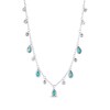 Thumbnail Image 3 of Pear-Shaped Lab-Created Emerald & White Lab-Created Sapphire Dangle Station Necklace Sterling Silver 18&quot;