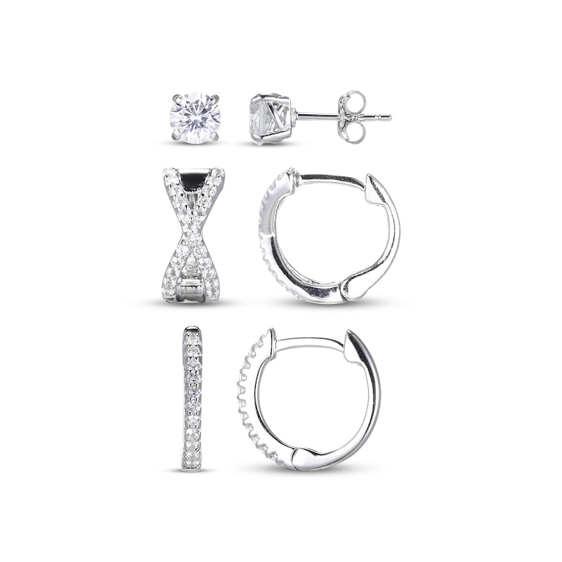 Main Image 1 of White Lab-Created Sapphire Earrings Gift Set Sterling Silver