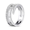 Thumbnail Image 2 of Baguette & Round-cut White Lab-Created Sapphire Bypass Ring Sterling Silver