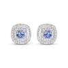 Thumbnail Image 2 of Gems of Serenity Cushion-Cut Blue & White Lab-Created Sapphire Earrings Sterling Silver
