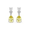 Thumbnail Image 1 of Gems of Serenity Pear-Shaped Yellow & White Lab-Created Sapphire Dangle Earrings Sterling Silver