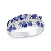 Thumbnail Image 1 of Marquise-Cut Blue & White Lab-Created Sapphire Ring Sterling Silver