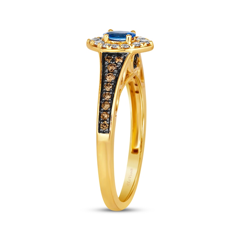 Main Image 2 of Le Vian Oval-Cut Blue Sapphire Ring 1/3 ct tw Diamonds 14K Honey Gold