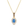 Thumbnail Image 1 of Le Vian Oval-Cut Blue Sapphire Necklace 1/8 ct tw Diamonds 14K Honey Gold 19&quot;