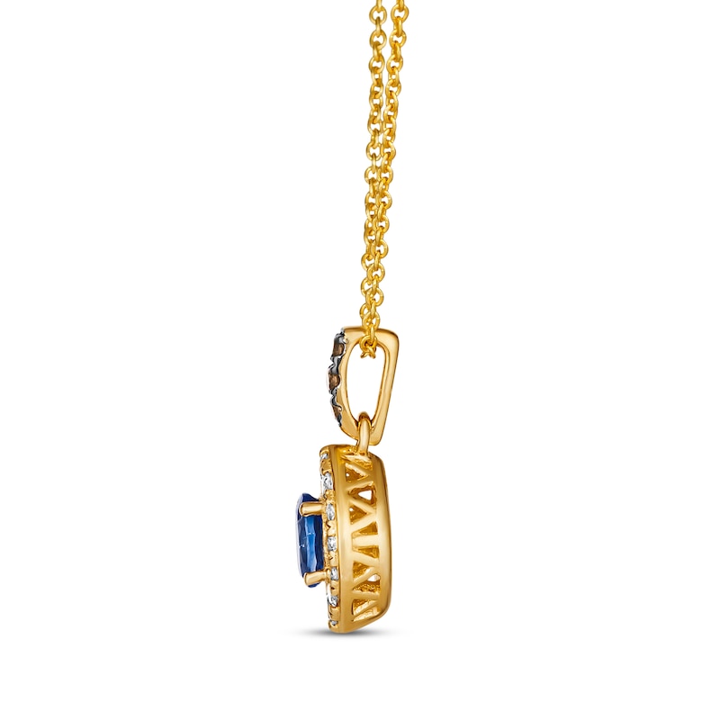 Main Image 2 of Le Vian Oval-Cut Blue Sapphire Necklace 1/8 ct tw Diamonds 14K Honey Gold 19&quot;