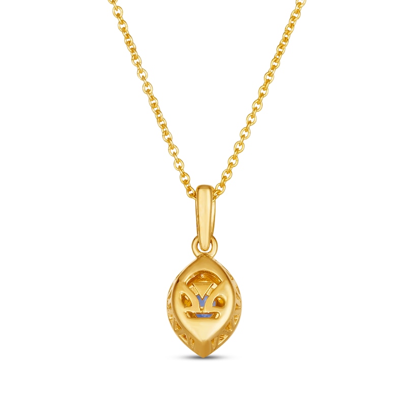 Main Image 3 of Le Vian Oval-Cut Blue Sapphire Necklace 1/8 ct tw Diamonds 14K Honey Gold 19&quot;