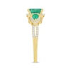 Emerald-Cut & Pear-Shaped Emerald & Diamond Three-Stone Ring 1/3 ct tw 10K Yellow Gold