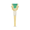 Thumbnail Image 2 of Emerald-Cut & Pear-Shaped Emerald & Diamond Three-Stone Ring 1/3 ct tw 10K Yellow Gold
