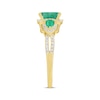 Thumbnail Image 1 of Emerald-Cut & Pear-Shaped Emerald & Diamond Three-Stone Ring 1/3 ct tw 10K Yellow Gold