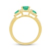 Thumbnail Image 3 of Emerald-Cut & Pear-Shaped Emerald & Diamond Three-Stone Ring 1/3 ct tw 10K Yellow Gold