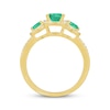 Thumbnail Image 2 of Emerald-Cut & Pear-Shaped Emerald & Diamond Three-Stone Ring 1/3 ct tw 10K Yellow Gold