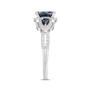 Thumbnail Image 2 of Emerald-Cut & Pear-Shaped Blue Sapphire & Diamond Three-Stone Ring 1/3 ct tw 10K White Gold