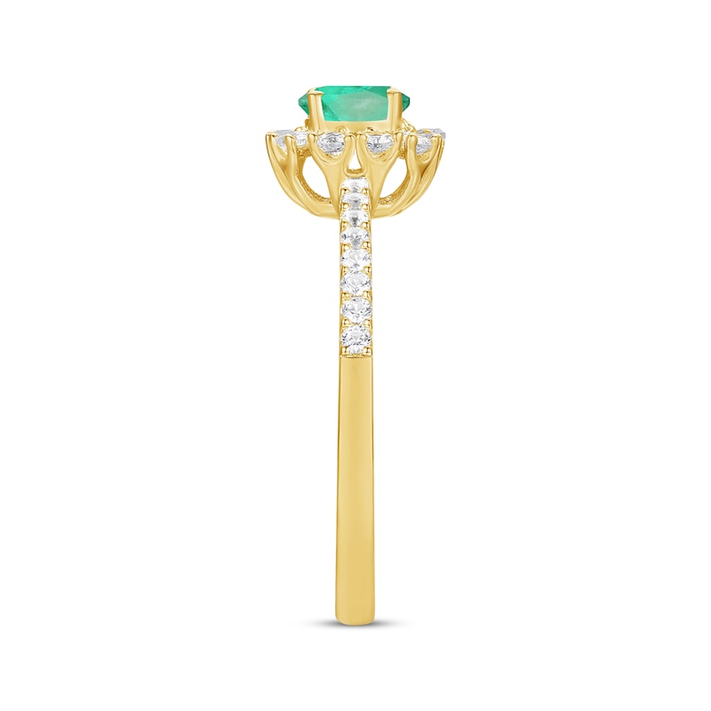 Main Image 2 of Oval-Cut Emerald & Diamond Ring 1/3 ct tw 10K Yellow Gold