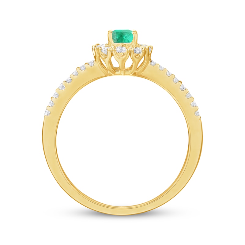Oval-Cut Emerald & Diamond Ring 1/3 ct tw 10K Yellow Gold