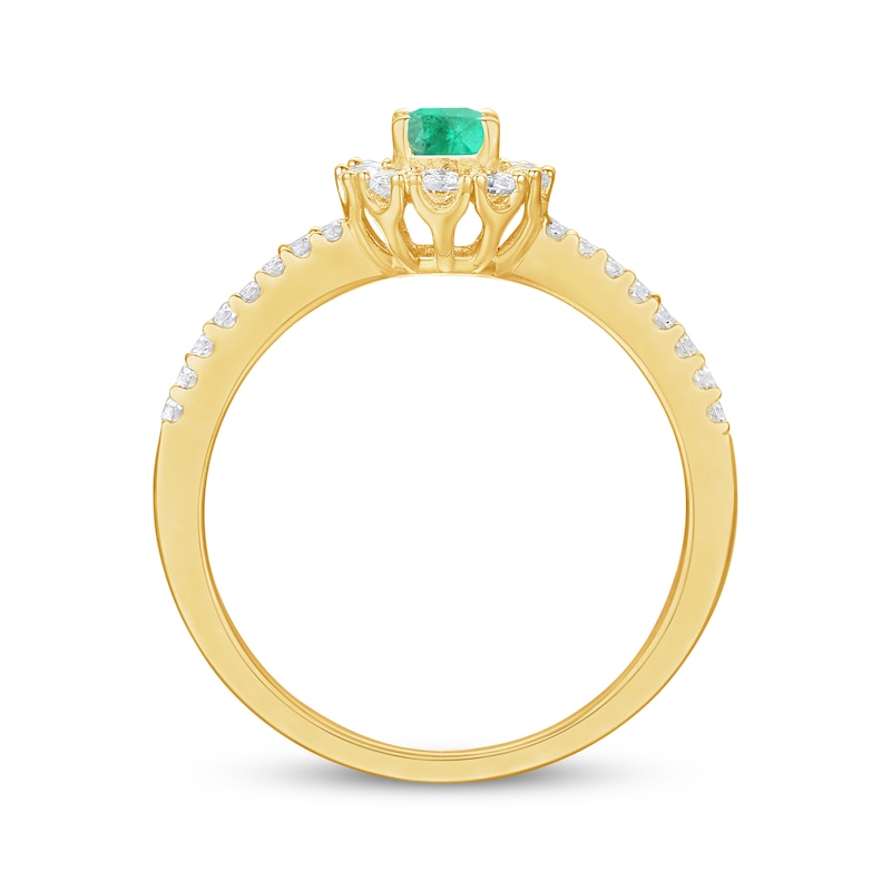 Main Image 3 of Oval-Cut Emerald & Diamond Ring 1/3 ct tw 10K Yellow Gold