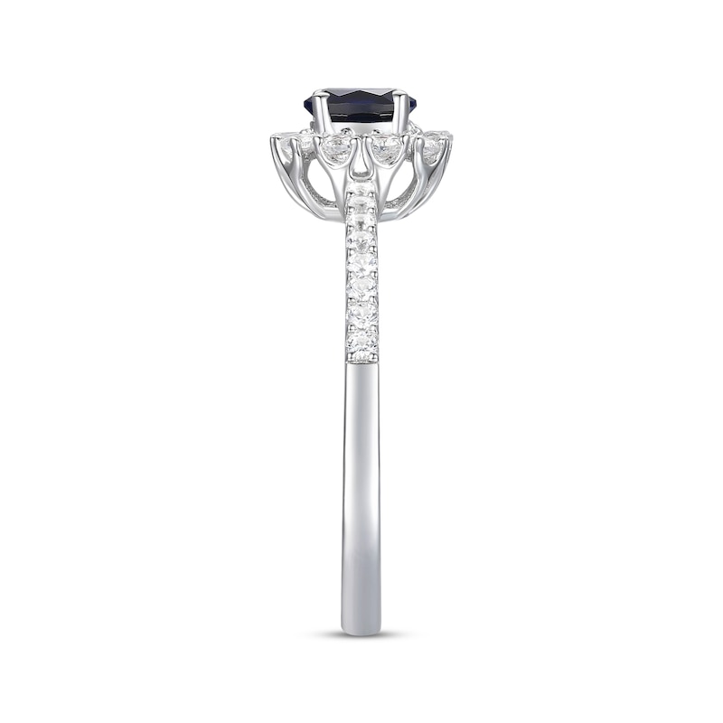 Main Image 2 of Oval-Cut Blue Sapphire & Diamond Ring 1/3 ct tw 10K White Gold