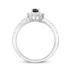 Thumbnail Image 3 of Oval-Cut Blue Sapphire & Diamond Ring 1/3 ct tw 10K White Gold